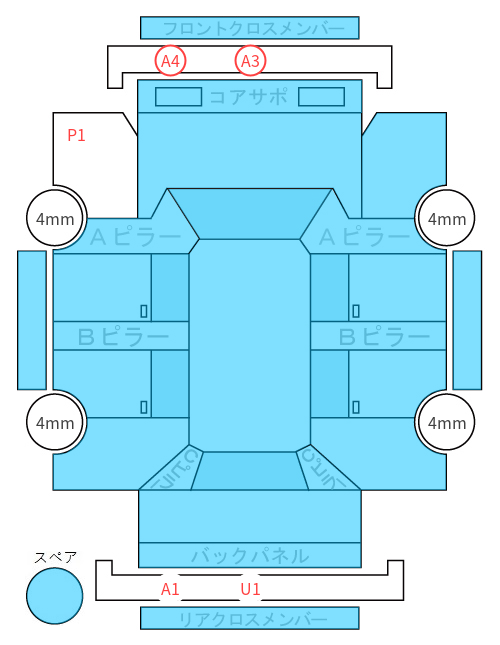 Body condition diagram (damage marks, Japanese labels)