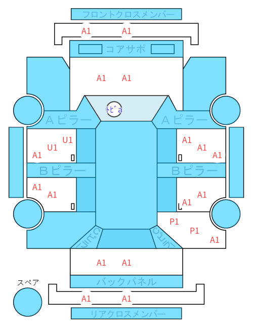 Body condition diagram (damage marks, Japanese labels)