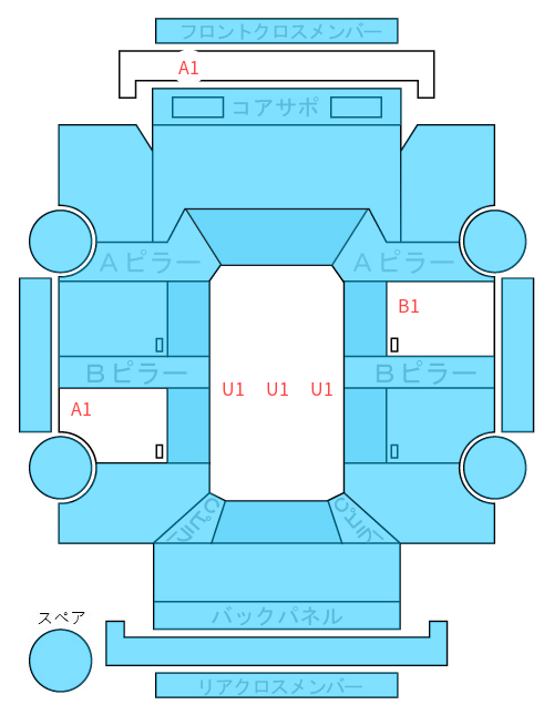 Body condition diagram (damage marks, Japanese labels)
