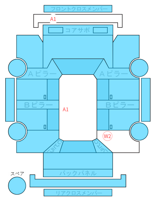 Body condition diagram (damage marks, Japanese labels)
