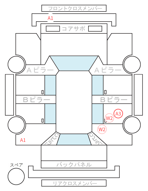 Body condition diagram (damage marks, Japanese labels)