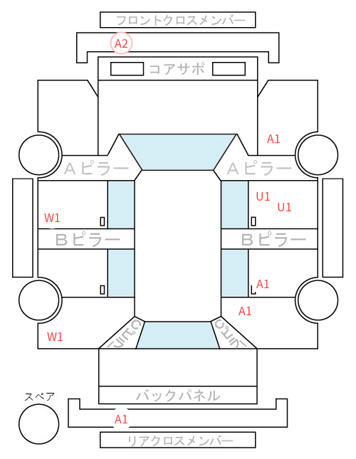 Body condition diagram (damage marks, Japanese labels)