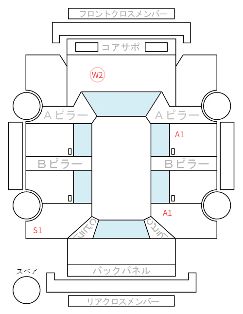 Body condition diagram (damage marks, Japanese labels)