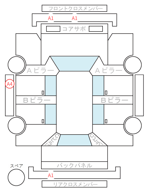 Body condition diagram (damage marks, Japanese labels)