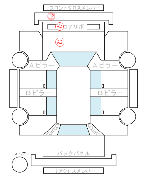 Body condition diagram (damage marks, Japanese labels)