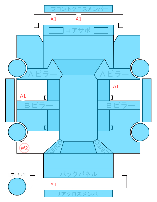 Body condition diagram (damage marks, Japanese labels)