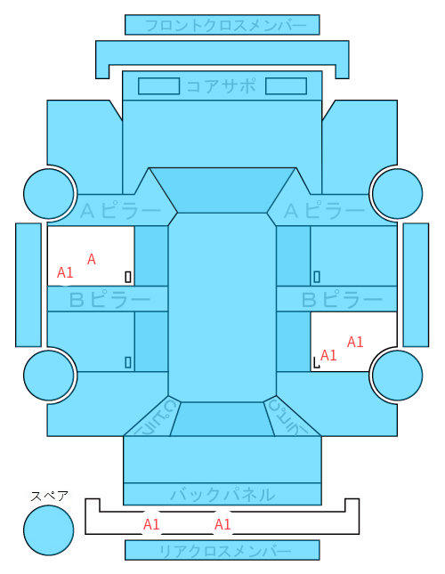 Body condition diagram (damage marks, Japanese labels)