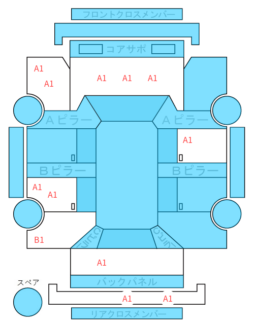 Body condition diagram (damage marks, Japanese labels)