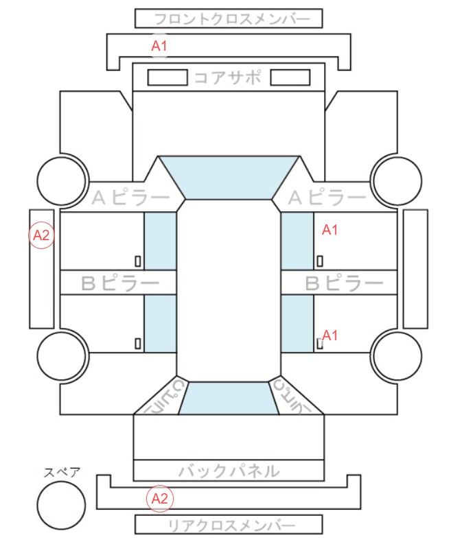 Body condition diagram (damage marks, Japanese labels)
