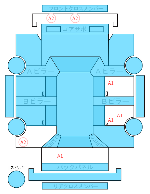 Body condition diagram (damage marks, Japanese labels)