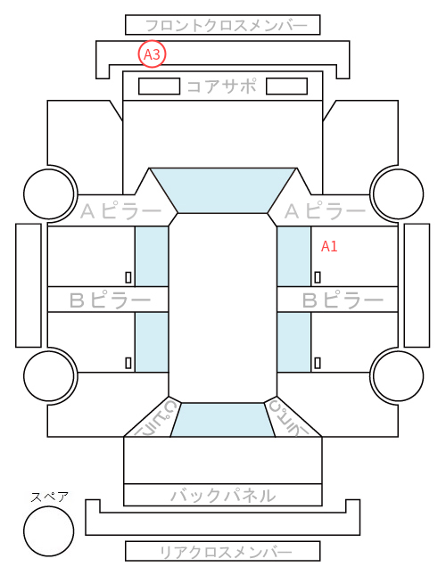 Body condition diagram (damage marks, Japanese labels)