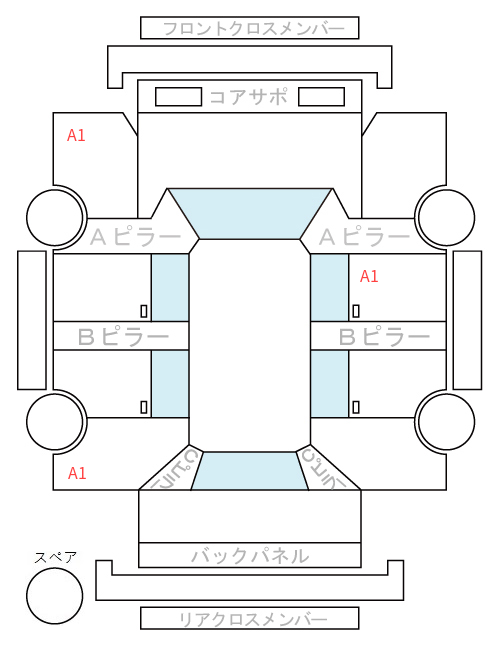 Body condition diagram (damage marks, Japanese labels)