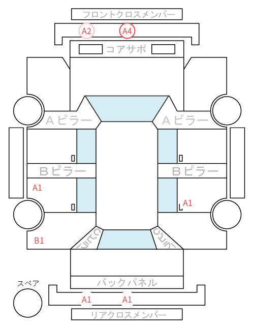 Body condition diagram (damage marks, Japanese labels)