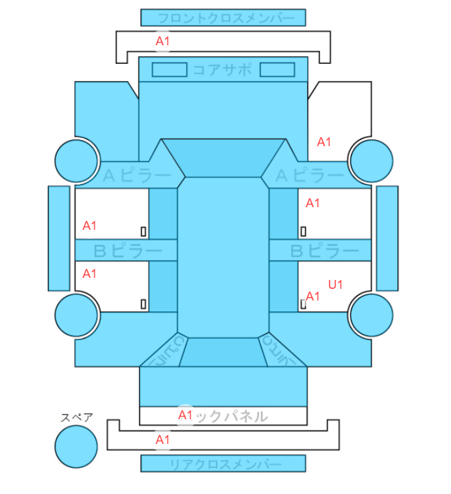 Body condition diagram (damage marks, Japanese labels)