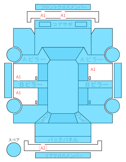 Body condition diagram (damage marks, Japanese labels)