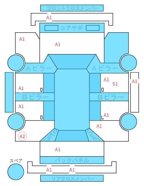 Body condition diagram (damage marks, Japanese labels)