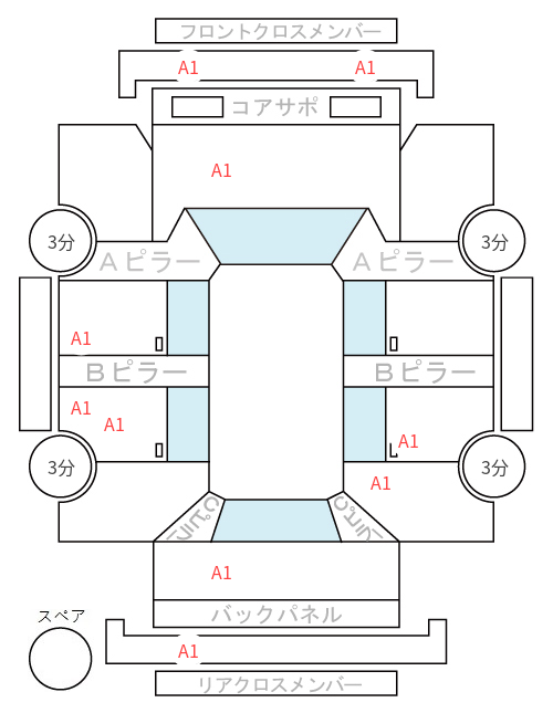 Body condition diagram (damage marks, Japanese labels)