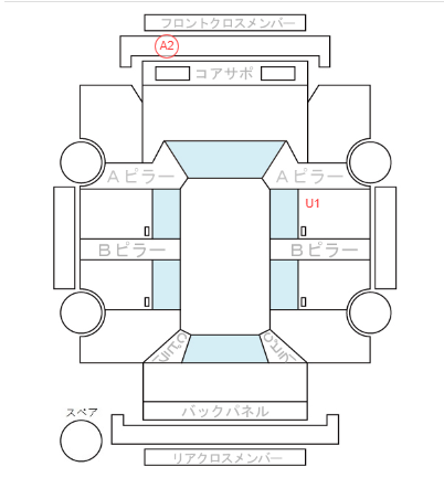 Body condition diagram (damage marks, Japanese labels)