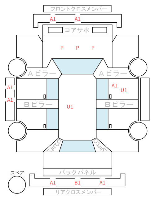 Body condition diagram (damage marks, Japanese labels)