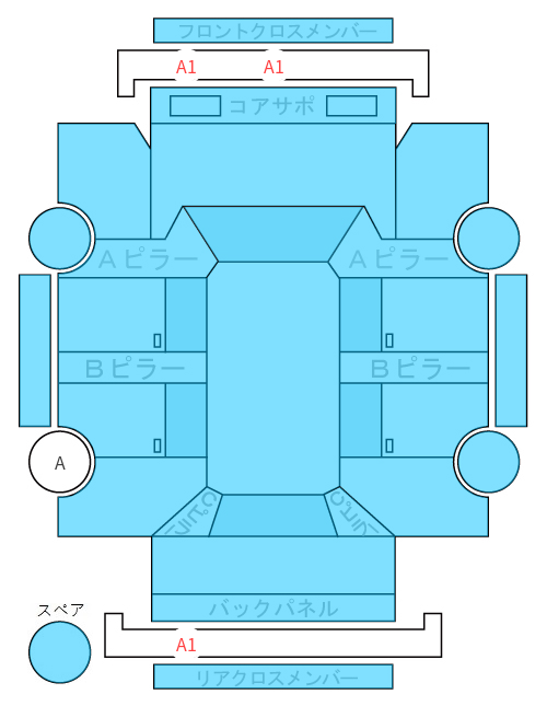 Body condition diagram (damage marks, Japanese labels)