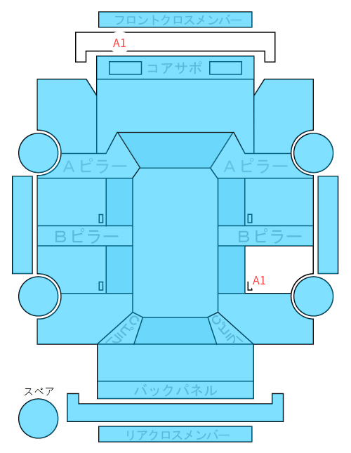 Body condition diagram (damage marks, Japanese labels)