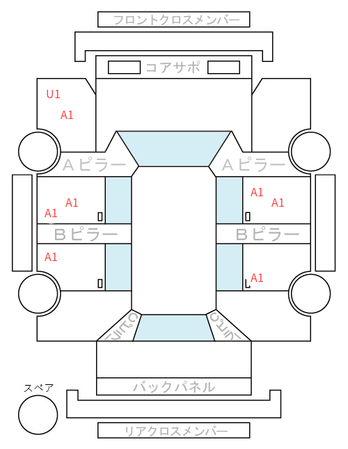 Body condition diagram (damage marks, Japanese labels)