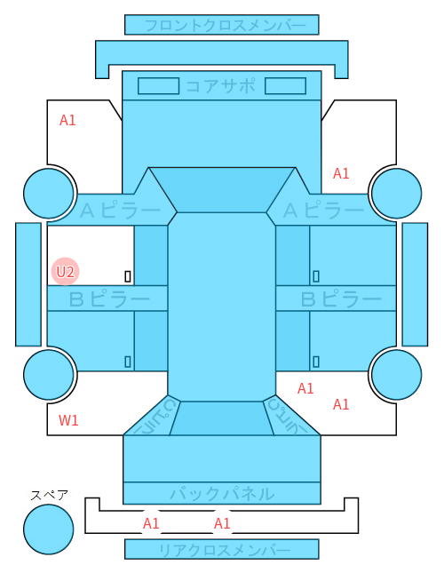 Body condition diagram (damage marks, Japanese labels)