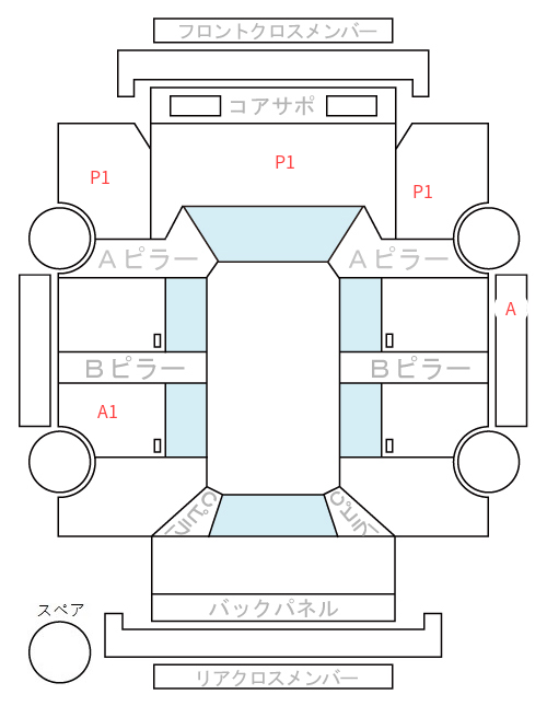 Body condition diagram (damage marks, Japanese labels)