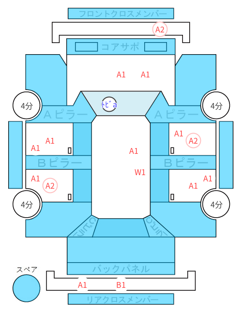 Body condition diagram (damage marks, Japanese labels)