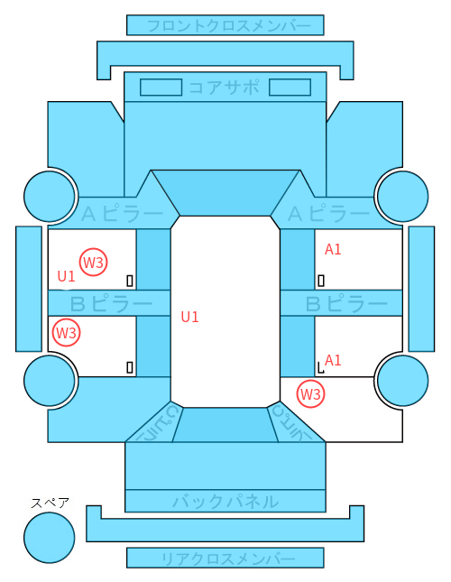 Body condition diagram (damage marks, Japanese labels)