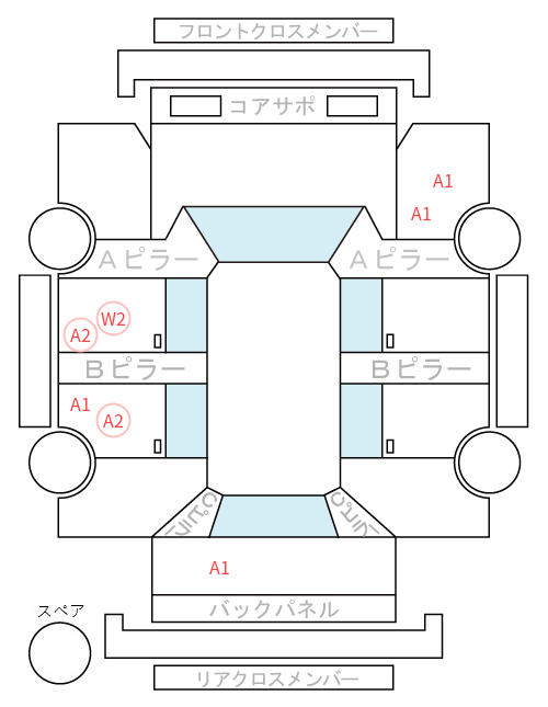 Body condition diagram (damage marks, Japanese labels)