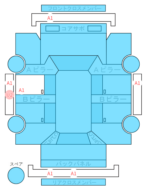 Body condition diagram (damage marks, Japanese labels)