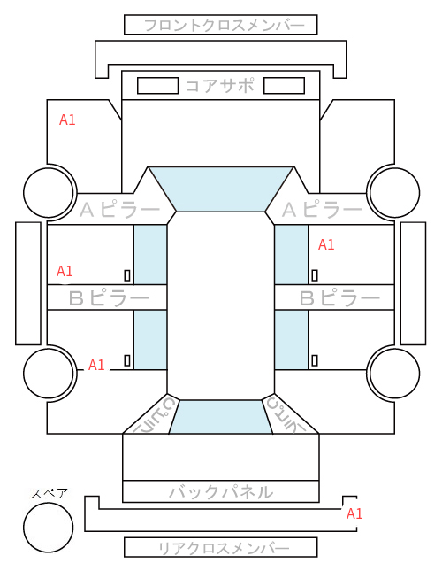 Body condition diagram (damage marks, Japanese labels)