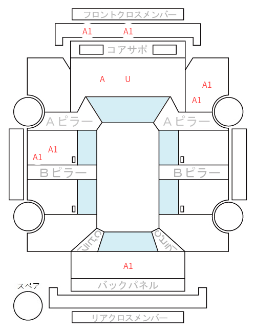 Body condition diagram (damage marks, Japanese labels)