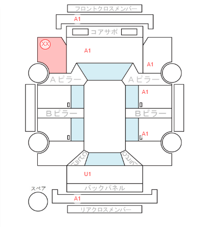 Body condition diagram (damage marks, Japanese labels)