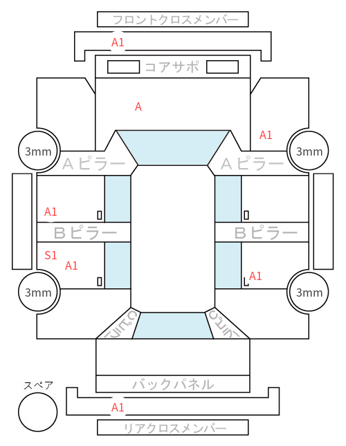 Body condition diagram (damage marks, Japanese labels)