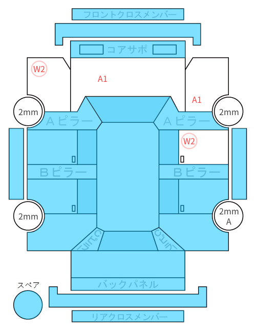 Body condition diagram (damage marks, Japanese labels)
