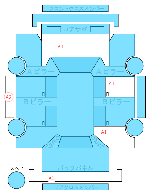 Body condition diagram (damage marks, Japanese labels)