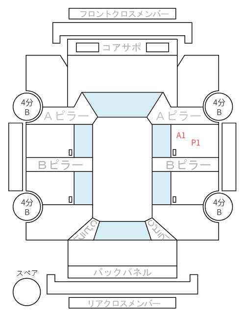 Body condition diagram (damage marks, Japanese labels)