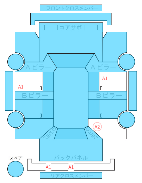 Body condition diagram (damage marks, Japanese labels)