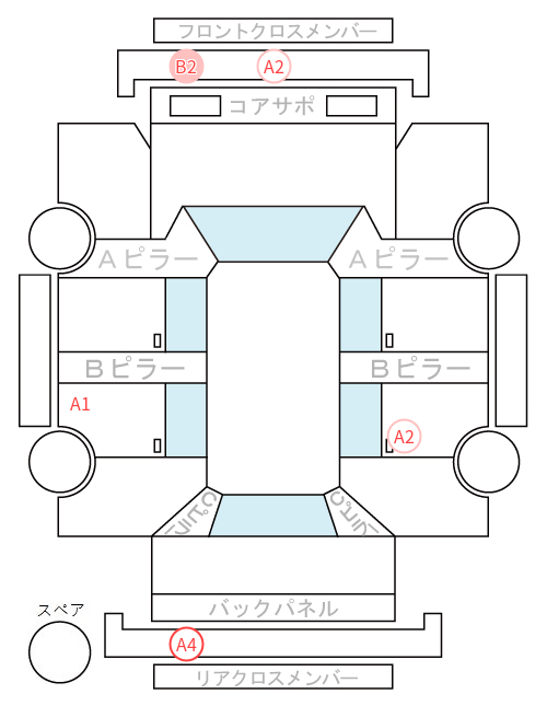 Body condition diagram (damage marks, Japanese labels)