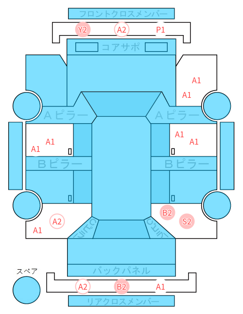 Body condition diagram (damage marks, Japanese labels)