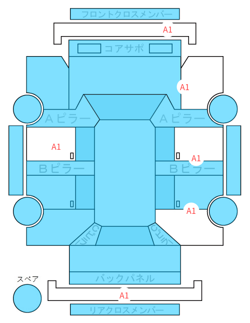 Body condition diagram (damage marks, Japanese labels)