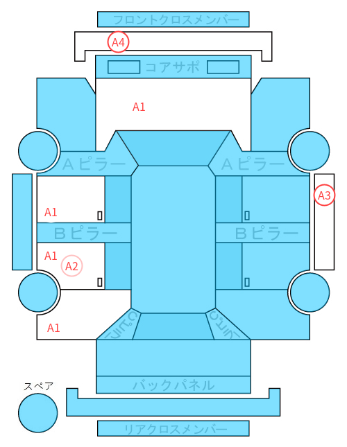 Body condition diagram (damage marks, Japanese labels)