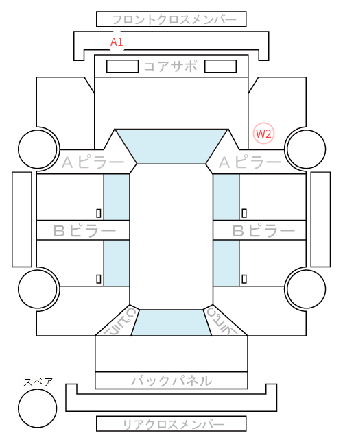 Body condition diagram (damage marks, Japanese labels)