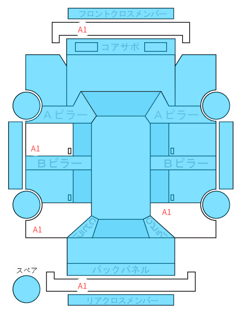 Body condition diagram (damage marks, Japanese labels)