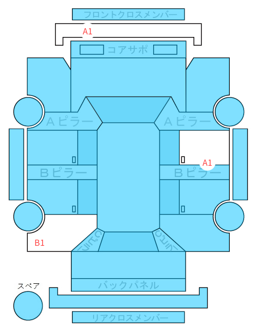 Body condition diagram (damage marks, Japanese labels)