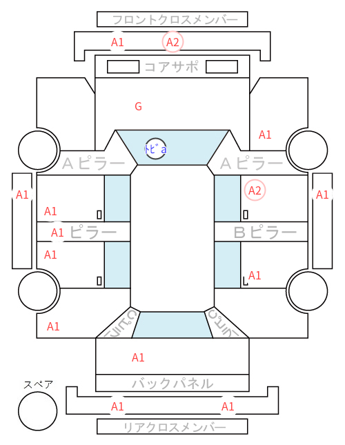 Body condition diagram (damage marks, Japanese labels)
