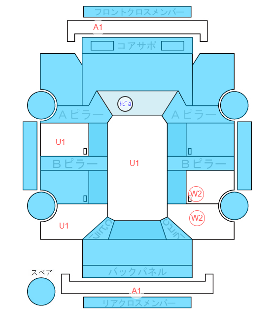 Body condition diagram (damage marks, Japanese labels)