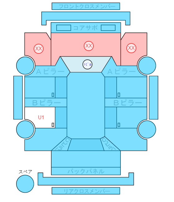 Body condition diagram (damage marks, Japanese labels)